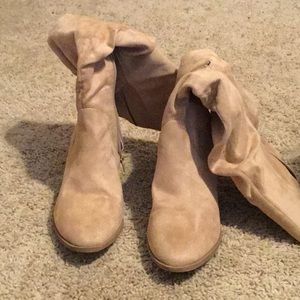 Carlos Santana suede slouch knee high boots.